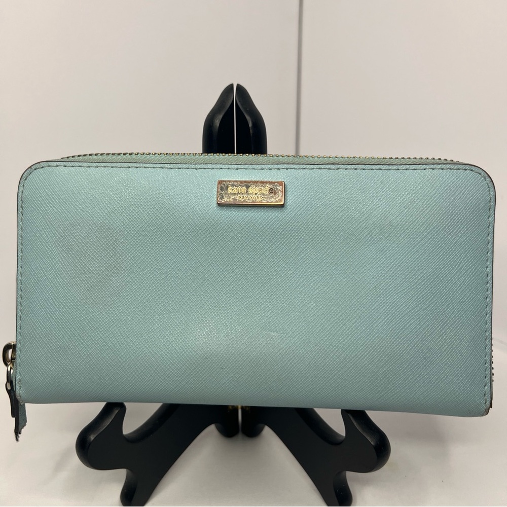 Vintage kate spade charming light mint large zip-around wallet coastal chic